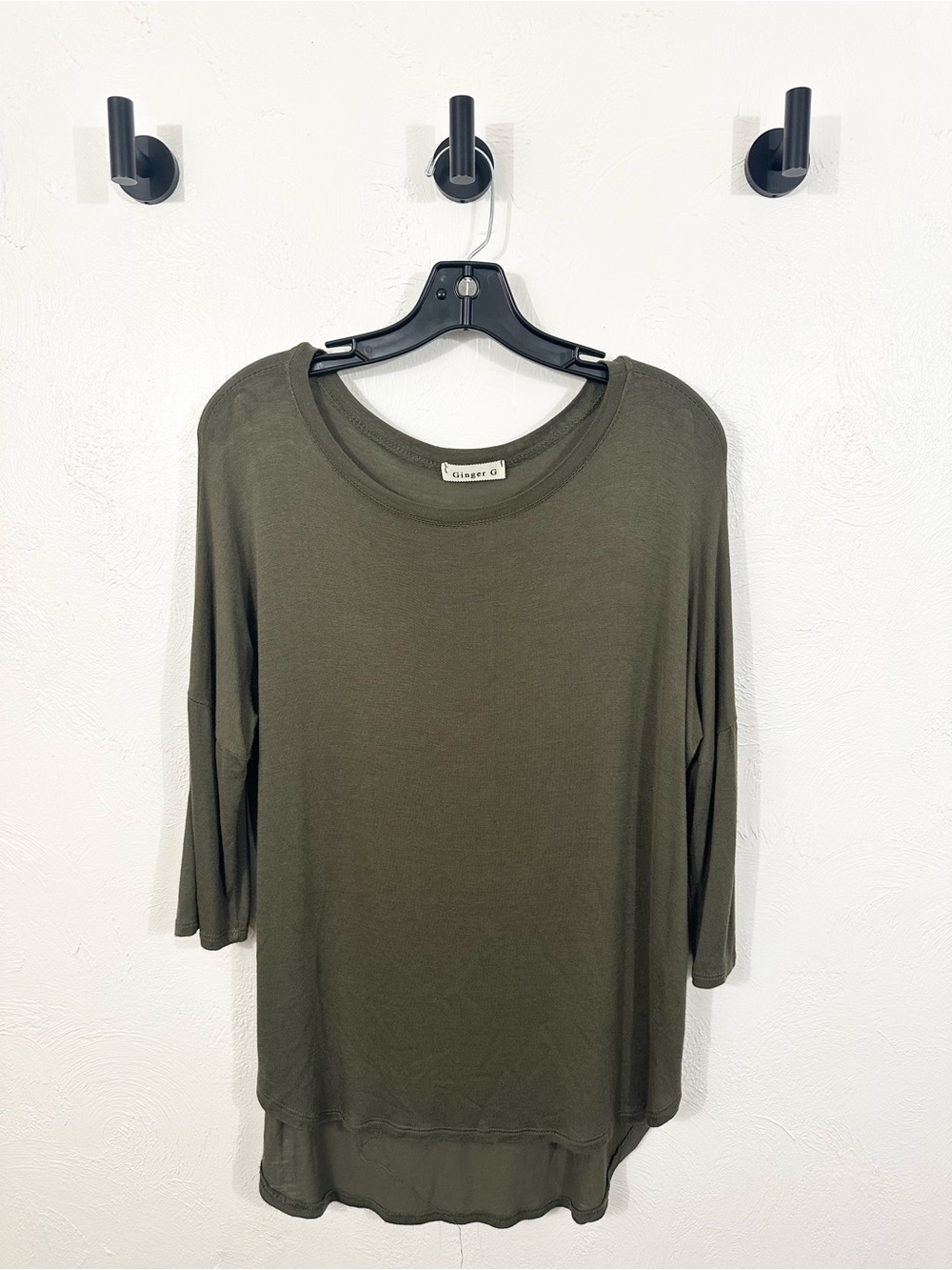 Ginger G Olive Green Relaxed Long Sleeve Tee